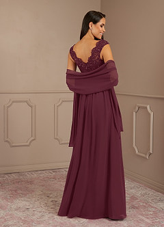Azazie Amethyst Mother of the Bride Dresses Cabernet A-Line V-Neck Sequins Chiffon Dress image2