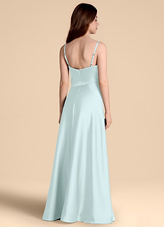 Azazie Prisha Junior A-Linie Plissee Stretch-Satin Kleid Seegrün image2