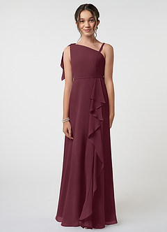 Azazie Aidy Junior Robe Trapèze en Mousseline de soie Arc Cabernet image1