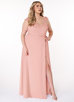 Azazie Everett Abiti da Damigella Abito A-Line in Chiffon Increspato con Scollo a V Rosetta image9