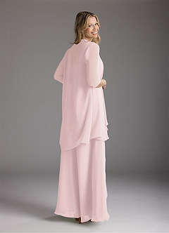 Azazie Weisz Mère de la mariée Robes Robe Trapèze en Mousseline de soie Encolure carrée plissée Rose Pâle image2