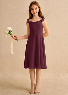 Azazie Pup Blumenmädchenkleider A-Linie Plissee Chiffon Kleid Cabernetrot image5