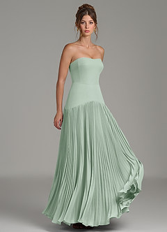 Azazie Yuliana Bridesmaid Dresses Agave A-Line Strapless Chiffon Dress image3