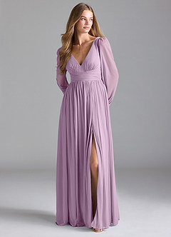 Azazie Norah Brautjungfernkleider A-Linie Gittergewebe Kleid Blauregen image3