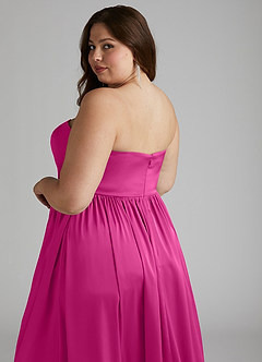 Azazie Morana Bridesmaid Dresses Fuchsia A-Line Off the Shoulder Stretch Satin Convertible Dress image20
