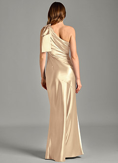 Azazie Yuanna Bridesmaid Dresses Gold Mermaid One Shoulder Metallic Satin Dress image6