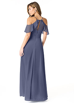 Azazie Dakota Bridesmaid Dresses Stormy A-Line V-Neck Pleated Chiffon Dress image2