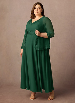 Azazie Devana Mother of the Bride Dresses Dark Green A-Line Sequins Chiffon Dress image10