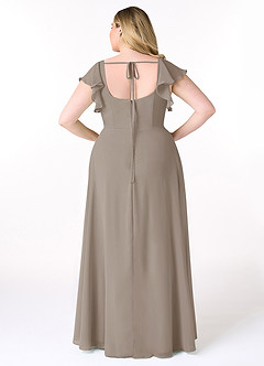 Azazie Bondi Bridesmaid Dresses Taupe A-Line Ruffled Chiffon Dress image8