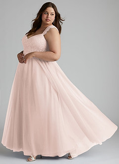 Azazie Luxi Bridesmaid Dresses Rose Petal A-Line Pleated Tulle Dress image9