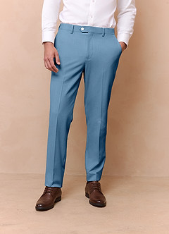 front James Steel Blue Structured Stretch Dress Pants