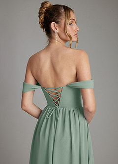 Azazie Caterina Robes à essayer chez vous Robe Trapèze en Mousseline de soie Corset Agave image7