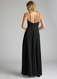 Azazie Akita Robes de demoiselle d'honneur Robe Trapèze en Mousseline de soie Noir image4