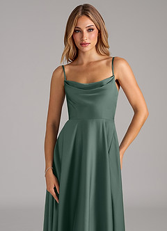 Azazie Elle Brautjungfernkleider A-Linie Plissee Stretch-Satin Kleid Seemoos image2