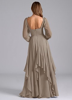 Azazie Karan Abiti da Damigella Abito A-Line in Chiffon Manica Lunga Taupe image2