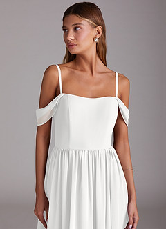 Azazie Calianna Bridesmaid Dresses White A-Line Off the Shoulder Chiffon Convertible Dress image2