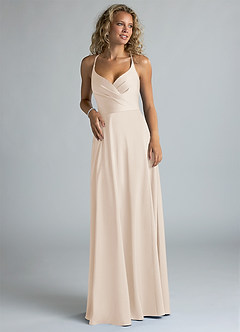 Azazie Davis Bridesmaid Dresses White Alabaster A-Line Pleated Stretch Satin Dress image4