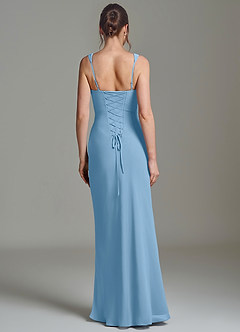 Azazie Niamh Vestidos de damas de honor Vestido de Azul Acero de Gasa de Corte Sirena con Corsé image2