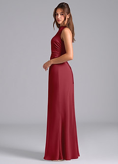 Azazie Evadne Brautjungfernkleider A-Linie Plissee Chiffon Kleid Granatapfelrot image6