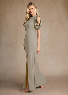 Azazie Paris Mère de la mariée Robes Robe Sirène en Crêpe Élastique Plissée Taupe image2