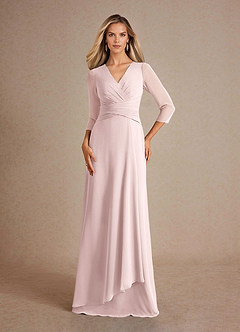 Azazie Mayfield Mother of the Bride Dresses Blushing Pink A-Line Pleated Chiffon Dress image1