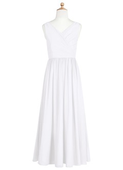 Azazie Sawyer A-Line Pleated Chiffon Floor-Length Junior Bridesmaid Dress image6