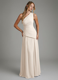 Azazie Holly Bridesmaid Dresses White Alabaster A-Line Corset Chiffon Dress image3
