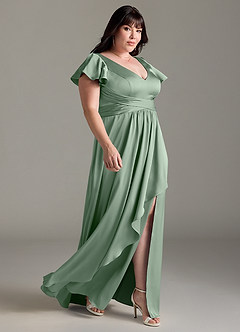 Azazie Omari Bridesmaid Dresses Matcha A-Line Stretch Satin Dress image10