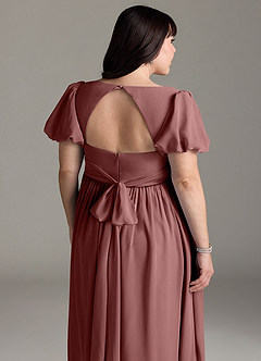 Azazie Madisynn Maternity Bridesmaid Dresses Bow Chiffon Floor-Length Dress image10