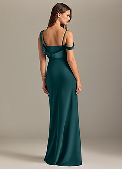 Azazie Madelyn Bridesmaid Dresses Pine Mermaid Off the Shoulder Stretch Satin Convertible Dress image2