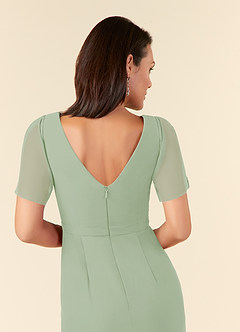 Azazie Marianne Mother of the Bride Dresses Dusty Sage Sheath V-Neck Pleated Chiffon Dress image6