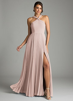 Azazie Afra Abiti da Damigella Abito A-Line in Chiffon Plissettato Petalo Di Rosa image1