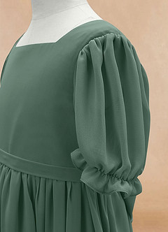 Azazie Joss Abiti da Ragazza di Fiori Abito A-Line in Chiffon Con Maniche Muschio Marino image6
