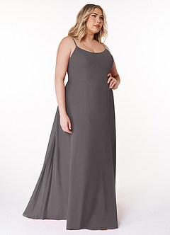 Azazie Moira Bridesmaid Dresses Steel Grey A-Line Scoop Chiffon Dress image11