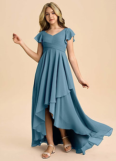 Azazie Caria Junior Bermuda A-Line Pleated Chiffon Dress image1