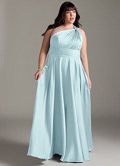 Azazie Charlize Suknie dla druhen Linia A Jedno ramię Satyna elastyczna Do ziemi Sukienka image11