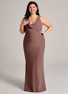 Azazie Rylina Bridesmaid Dresses Espresso Mermaid Pleated Chiffon Dress image10