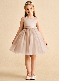Azazie Jani Flower Girl Dresses English Rose A-Line Bow Tulle Dress image4