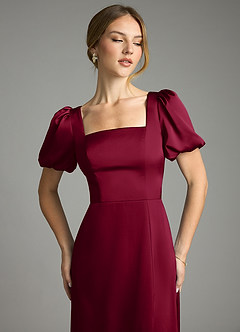 Azazie Fyona Suknie dla druhen Linia A Pofałdowany Satyna elastyczna Do ziemi Sukienka image12