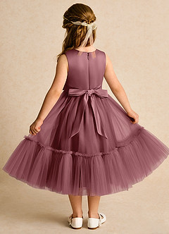 Azazie Miracle Flower Girl Dresses Desert Rose A-Line Bow Matte Satin Dress image2