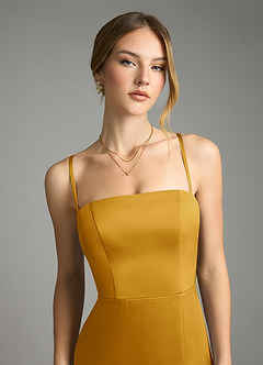 Azazie Wren Bridesmaid Dresses Butterscotch A-Line Strapless Stretch Satin Convertible Dress image3