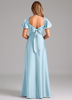 Azazie Fatima Bridesmaid Dresses Sky Blue A-Line Pleated Stretch Satin Dress image6