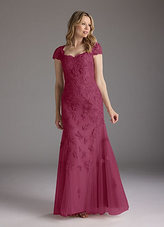 Azazie Marbella Mother of the Bride Dresses Mulberry Mermaid Queen Anne Sequins Lace Dress image1