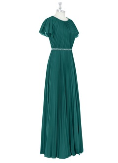 Azazie Kara Modest Bridesmaid Dresses A-Line Pleated Chiffon Floor-Length Dress image9