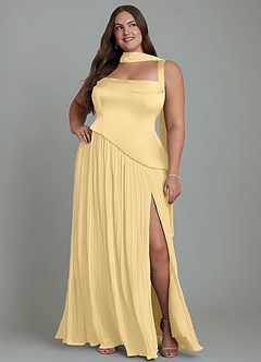 Azazie Stephanie Bridesmaid Dresses Butter A-Line Pleated Stretch Satin Dress image15