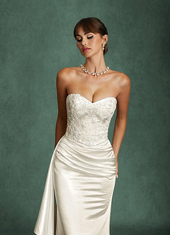 Azazie Angel Wedding Dresses Antique White Mermaid Strapless Charmeuse Dress image9