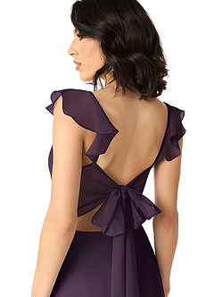 Azazie Everett Bridesmaid Dresses Plum A-Line V-neck Ruched Chiffon Dress image5
