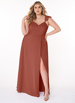 Azazie Everett Bridesmaid Dresses Auburn A-Line V-neck Ruched Chiffon Dress image6