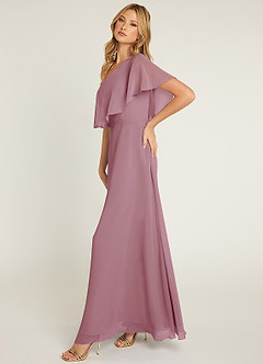 Azazie Lizzy Bridesmaid Dresses Vintage Mauve A-Line One Shoulder Chiffon Dress image4