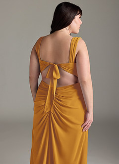 Azazie Jesaphine Bridesmaid Dresses Butterscotch Sheath Bow Chiffon Dress image14